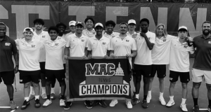 The Varsity Tennis team finished the regular season 16-1, successfully completing their title defense for the fourth year in a row.